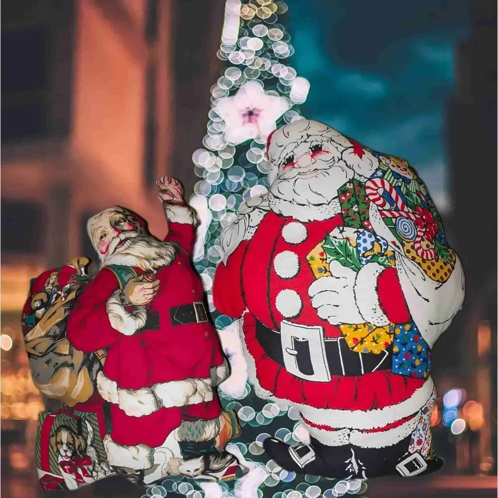 Santa Claus Y2K Vintage Handmade Stuffed Christmas Throw Pillow